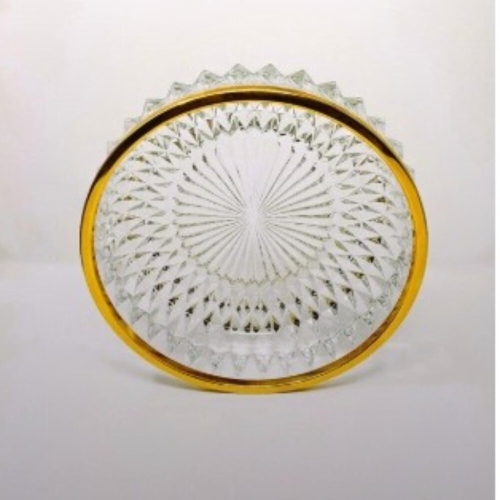 German Lead Crystal Bowl - 24K Gilded Rim, 8.5-inch diameter 1950s